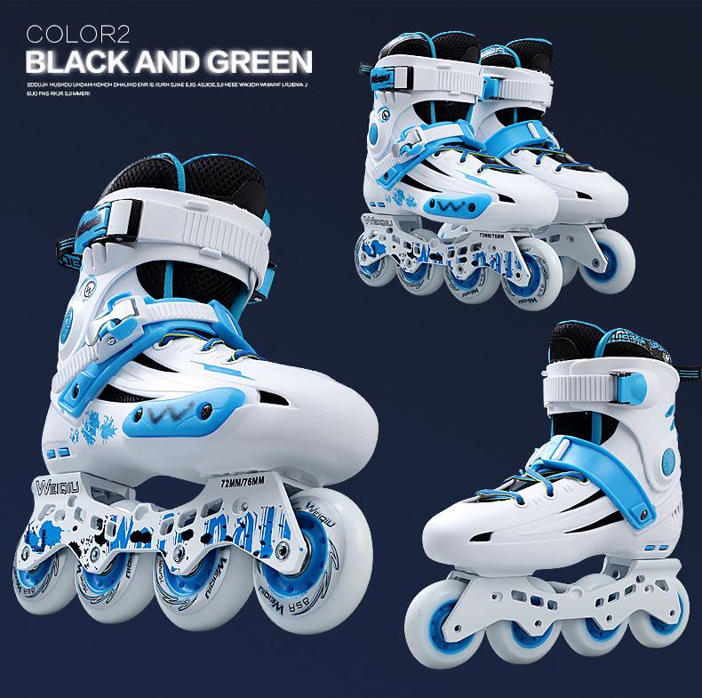 Erwachsene Schwarz-Gold Inline-Rollschuhe für Männer & Frauen – Anfänger Einreihig mit Blumenmuster