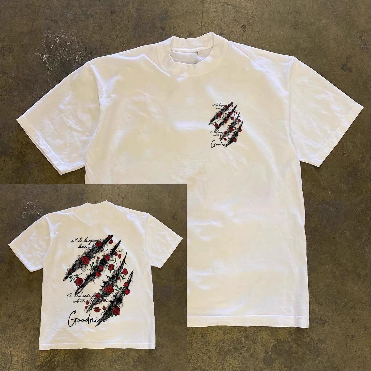 

Printed Roundneck Heavyduty Pure Cotton Ins Americanstyle Trendy Summer Newstyle Casual Shortsleeved Shirt M