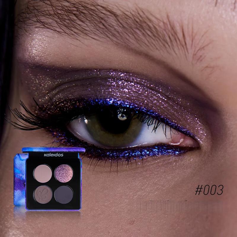 Kaleidos 4-Color Glitter Eyeshadow Palette High Pigmented Shimmer Illuminator Makeup Set for Gift