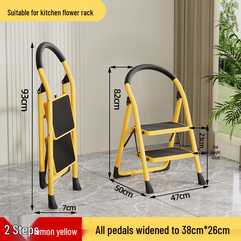 Portable A-frame Ladder with Tool Tray and Handrail, Wide Pedal for Indoor Use