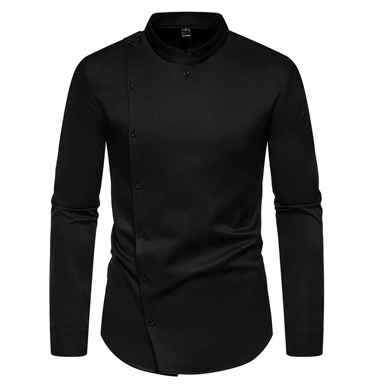 Cozy Up Men's Restaurant Stand-up Collar Long-sleeved Shirt Overalls