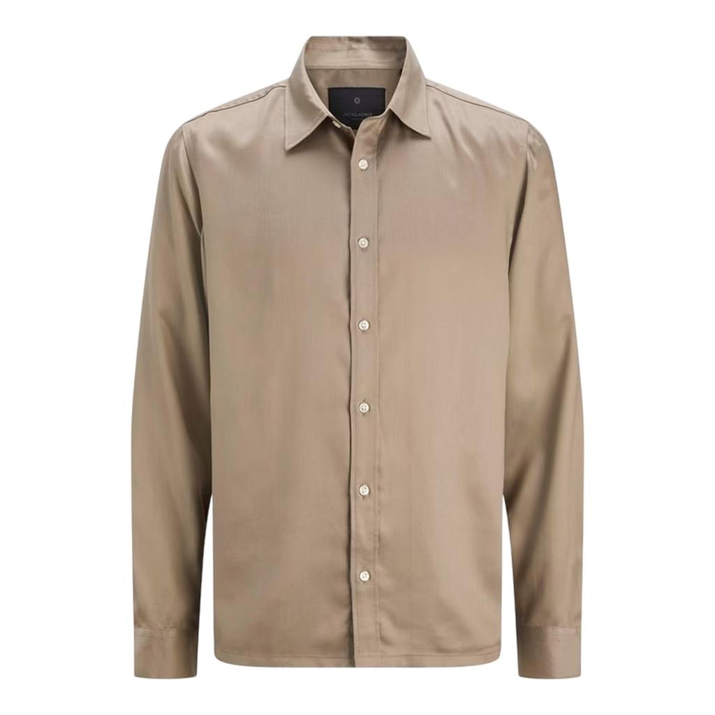 Jack And Jones Mens Plain Long-Sleeved Shirt