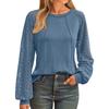 Women's Solid Color Lace Patchwork Round Neck Long Sleeved T-shirt Loose Top