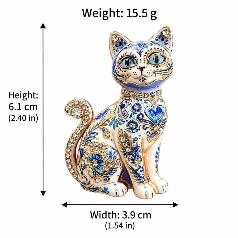 Metal Cat Brooch Rhinestone Accents Brooch Pins New Lapel Badge Daily Outfits