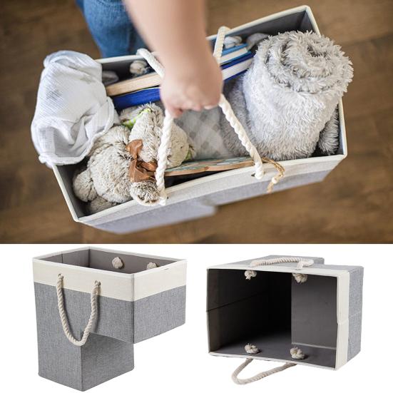 Basket Handle Large Portable Cotton Rope Foldable Stair Capacity Heavy Duty Fabric Carpeted Wooden