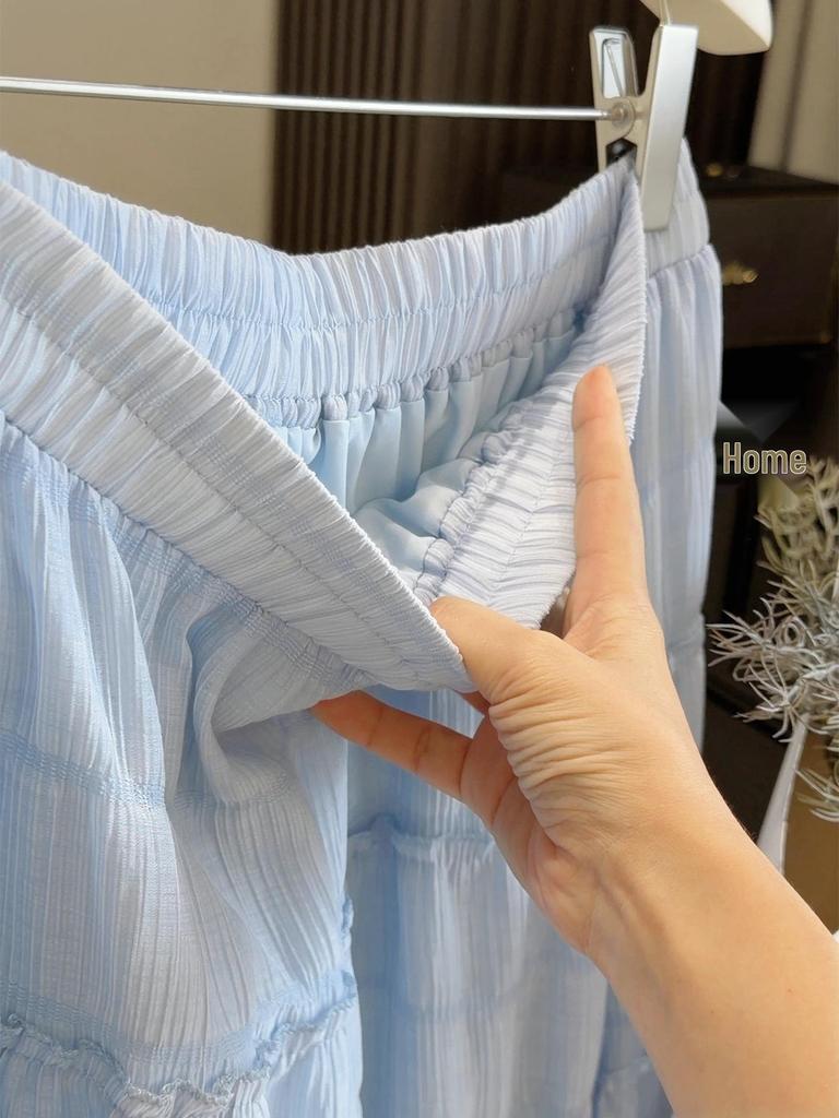 2026 Spring/Summer High-Waisted Slimming A-Line Pleated Skirt for Women - Gentle Sweet Cake Style, Hip-Covering and Long Length.
