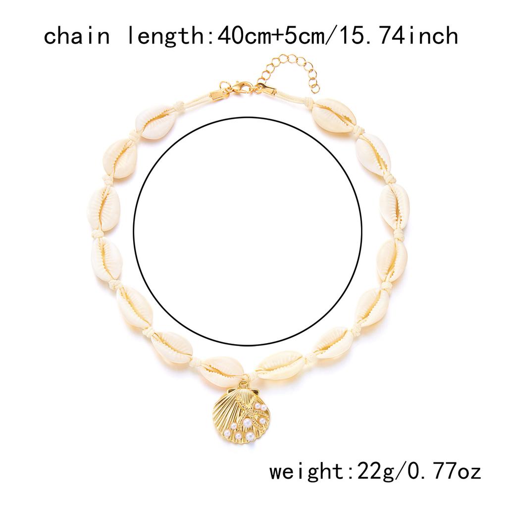 1PC Summer Hot Sale Jewelry Simple Scallop Pendant Necklace Women's Versatile Hand-woven Collarbone Chain Women