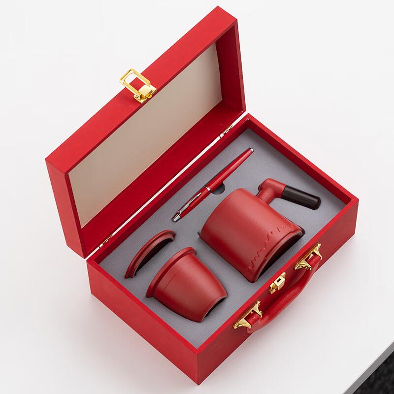 Changqi China Red Ceramic Office Cup Set (2-Piece)