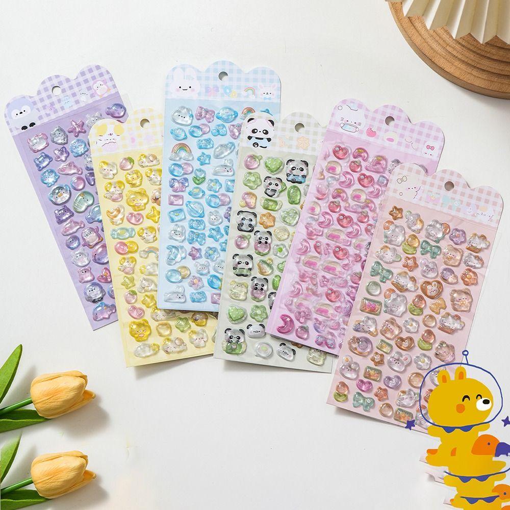 Embossed Animal 3D Crystal Sticker Melody PVC Cartoon Animal Sticker DIY Crafts Relief Decorative Sticker Water Cup Decoration