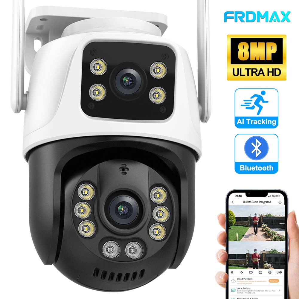 

4K 8MP Wi-Fi Зовнішня камера PTZ Подвійний об єктив AI Відстеження Безпека Захист CCTV Камери спостереження iCSee IP Cam 8MP Camera