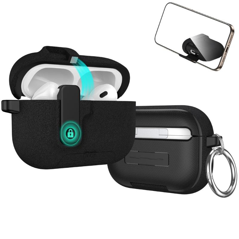 Shockproof Protective Case Phone Stand Case Magnetic Auto Lock TPU Shockproof Protective Sleeve for Wireless Earbuds