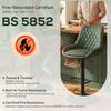 Retro Bar Stools Set of 2, Adjustable Kitchen Stool, Upholstered Bar Chairs with Back, Swivel Seat, Green