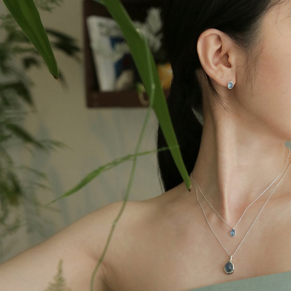 [ Modernlike / Headquarters Authentic ] 925 Silver Prehnite Mint Earrings