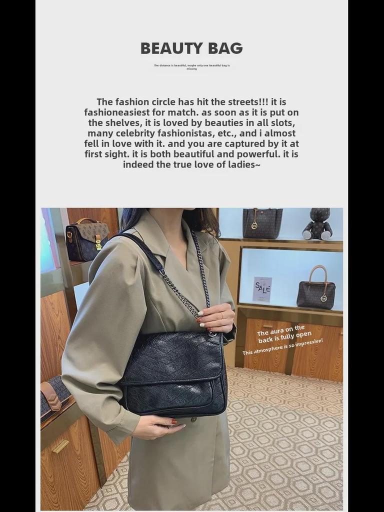 Yangshulin Women's Large Capacity Genuine Leather Chain Shoulder & Messenger Bag – Fashionable & Versatile