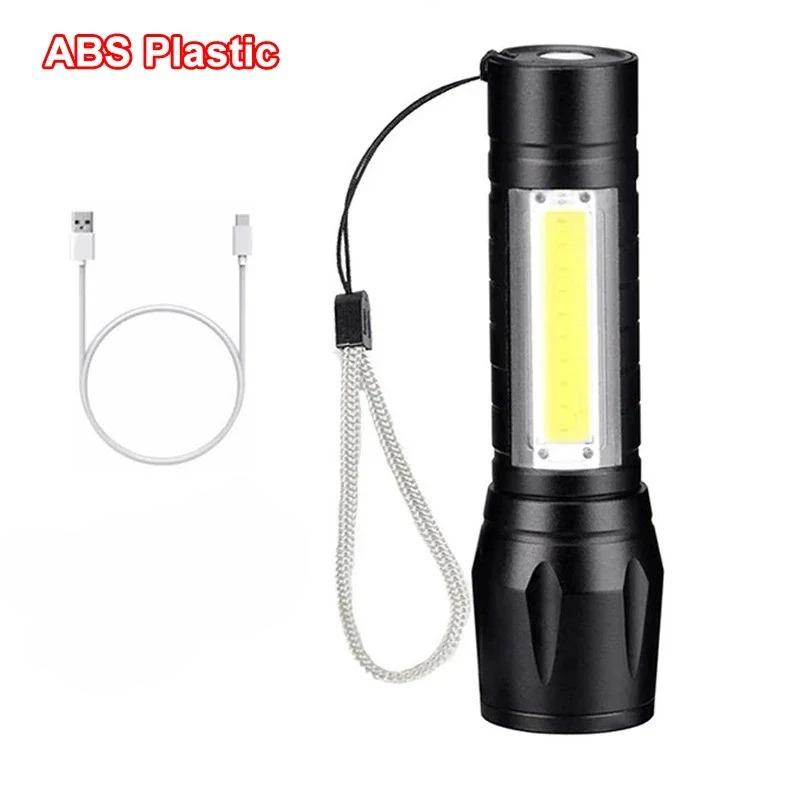 

Портативный USB Перезаряжаемый Фонарик COB+XPE Зум Мини Фонарь 3 Режима Освещения Для Отдыха На Природе Кемпинга Рыбалки Аварийный Фонарь Naked plastic version