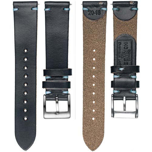 Hemsut Chromexcel Leather Watch Band, 20mm, Soft Vintage Leather Watch Strap, Handmade Watch Strap with Quick Release Tool and Stainless Steel Silver