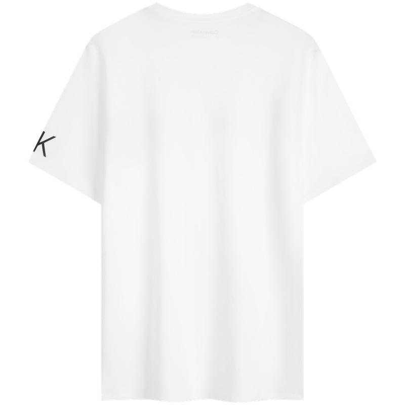 Calvin Klein Comfortable Commuting Minimalist Letter Print Cotton Basic Short Sleeve T-Shirt Men Tops Moonlight-White 40IC861