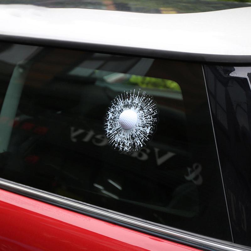 Break Glass Car Window Sticker 3D Tricky Simulation Ball Hits Sticker For Cars Peel & Stick Vinyl Decal Waterproof Car Sticker