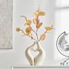 Ceramic Couple Figurines Vase Lover Heart Statue for Pampas Grass Nordic Abstract Home Living Room Bedroom Centerpiece Decor