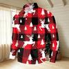 Men's Casual Long Sleeve Round Neck T-Shirt with Christmas Print for Holiday Party