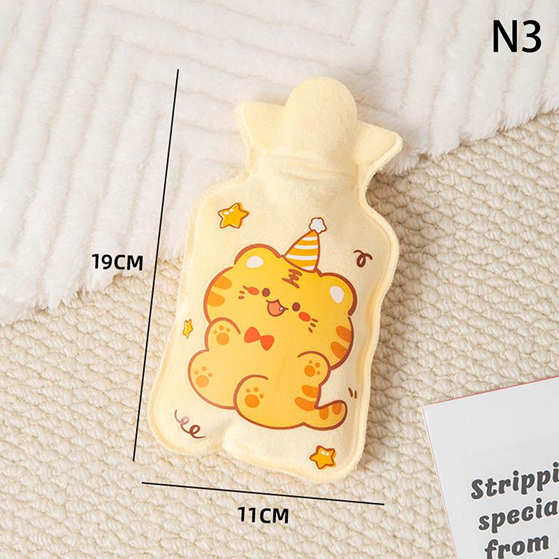 Cartoon Plush Hot Water Bottle Portable Cute Winter Warm Belly Mini Warm Water Bottle Cartoon Flannel Cover