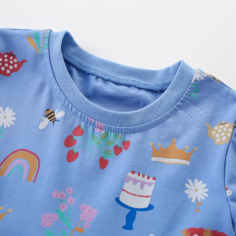 Girls Skirt Summer Dress New Foreign Style Children's Round Neck Short Sleeve Princess Dress Children's Dress