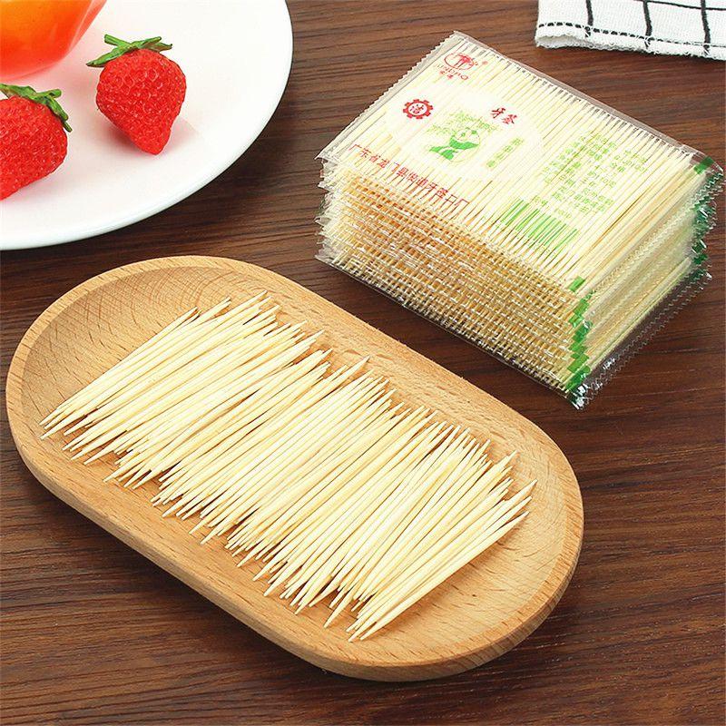 100pcsbag Bamboo Toothpick Disposable Natural Toothpicks Fruit Sticks Sharp