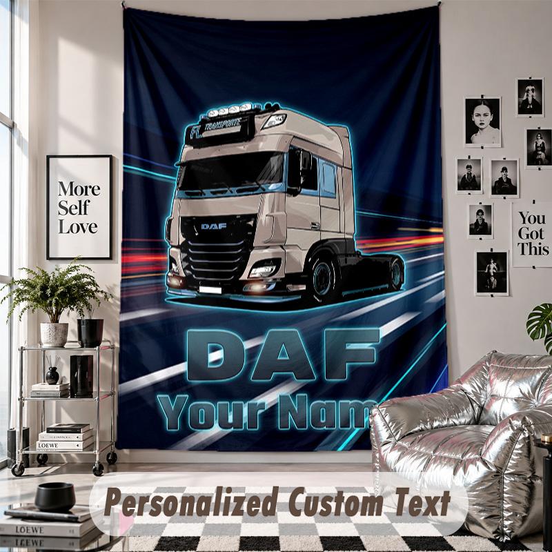 Wall Hanging Tapestry With Custom Name & Text, DAF Decorative Tapestry For Bedroom