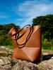 Geometric Foldable Retro Leather Tote - Large Capacity