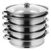 Edelstahl-Dampfgarer Multifunktionaler Kochtopf Praktischer Suppentopf Silber (5 Schichten)