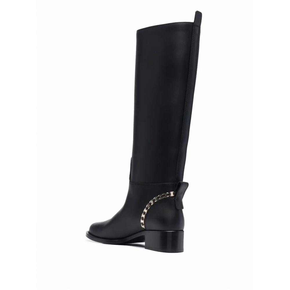 Salvatore Ferragamo Ferragamo Vara Chain Knee High Boots Black