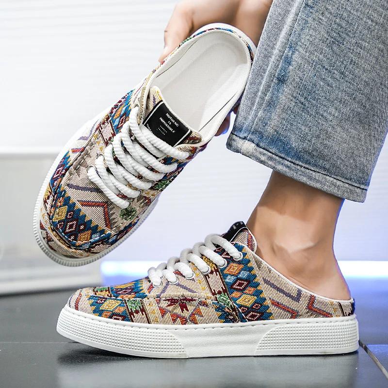 Summer Men Half Slippers Breathable Lightweight Man Casual Shoes Comfortable Walking Sneakers Non-slip Flats Lazy Shoes