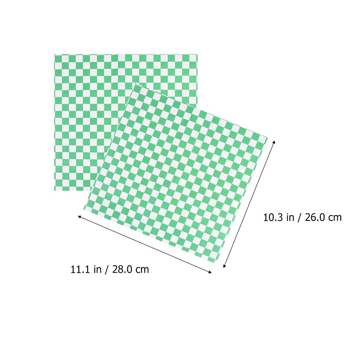 

100pcs Grease-Proof Baking Paper Plaid Design Food Liners For Pizza Fried Foods Wrap Sheets Bakeware зелёный