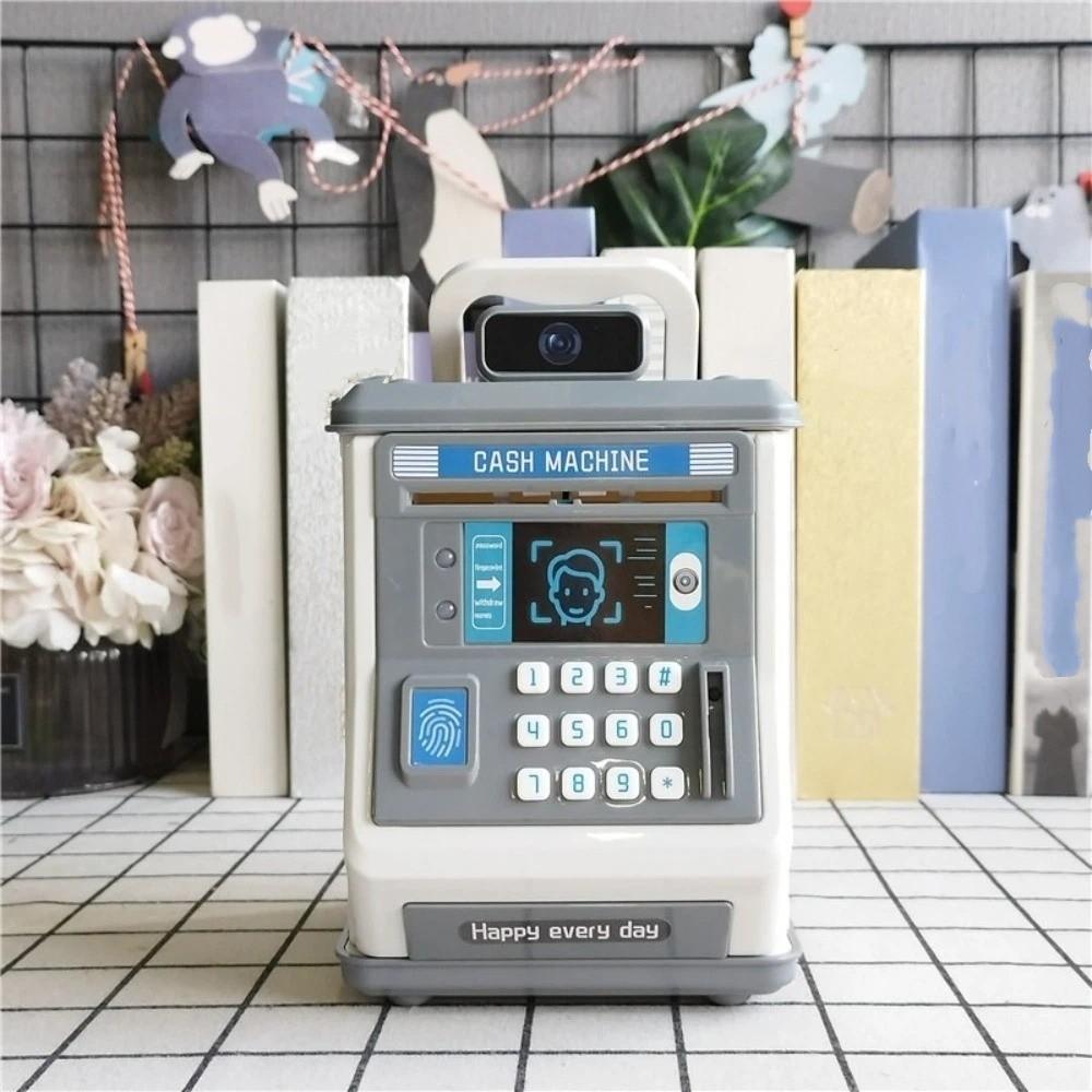 Password Lock Kids Money Container Plastic with Handle Money Box Fingerprint Unlock Large Capacity Automatic Safe Coins Saving