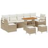 Ensemble de 10 Pièces de Sofa de Jardin avec Coussins Beige Rattan Poly Acacia, Sofa de Jardin 2 Places avec Rangement 3364461