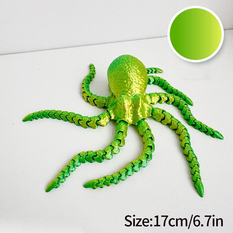 17cm 3D Printed Octopus Figurine with Flexible Joints Mini Octopus Model Full Body Movable Tentacle Fish Tank Landscape Ornament