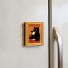 Set of 6 Cute Cats Design Art Print Wooden Frame Magnetic Sticekr for Refrigerator Decors Famous Painting Fridge Magnets