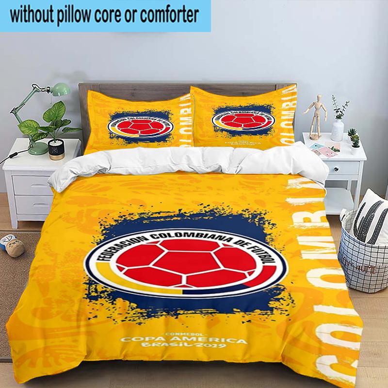 Colombian National Football Team 3PCS Bedding Set 2D Printing (Includes 1 Duvet Cover + 2 Pillowcases Coreless), Bedroom decor,Fan Gift