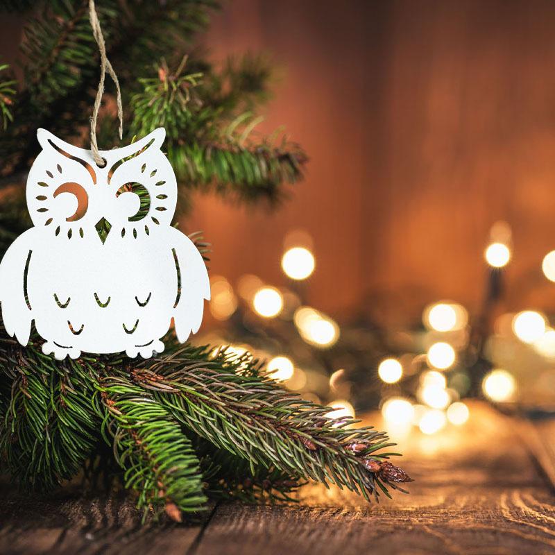 Nordic Creative Christmas Owl Shaped Wooden Hanging DIY Handicrafts Birthday Party Decoration Unique Home Decor
