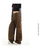 Women's Army Green Loose Cargo Jeans - Spring Style, Slim Fit, Wide Leg, Large Pockets
