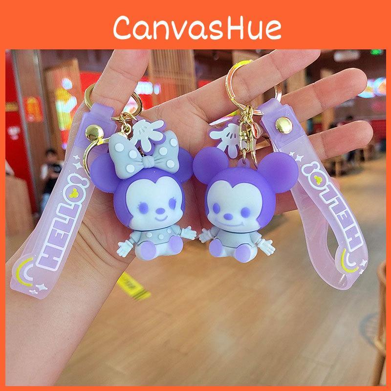 Adorable Cartoon Mickey Mouse Keychain With Cute Pink Bow Silicone Accessory