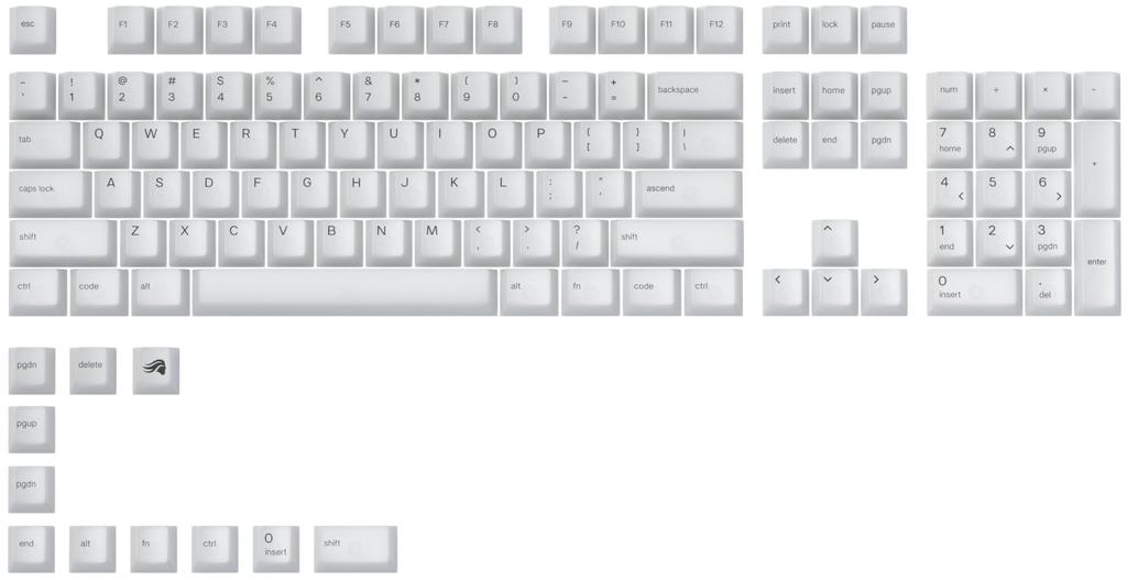 Glorious Polychromatic RGB Keycaps, Translucent, Cherry Profile, US ANSI English Layout, 115 Keycaps, GLO-KC-POLY-RGB KB760