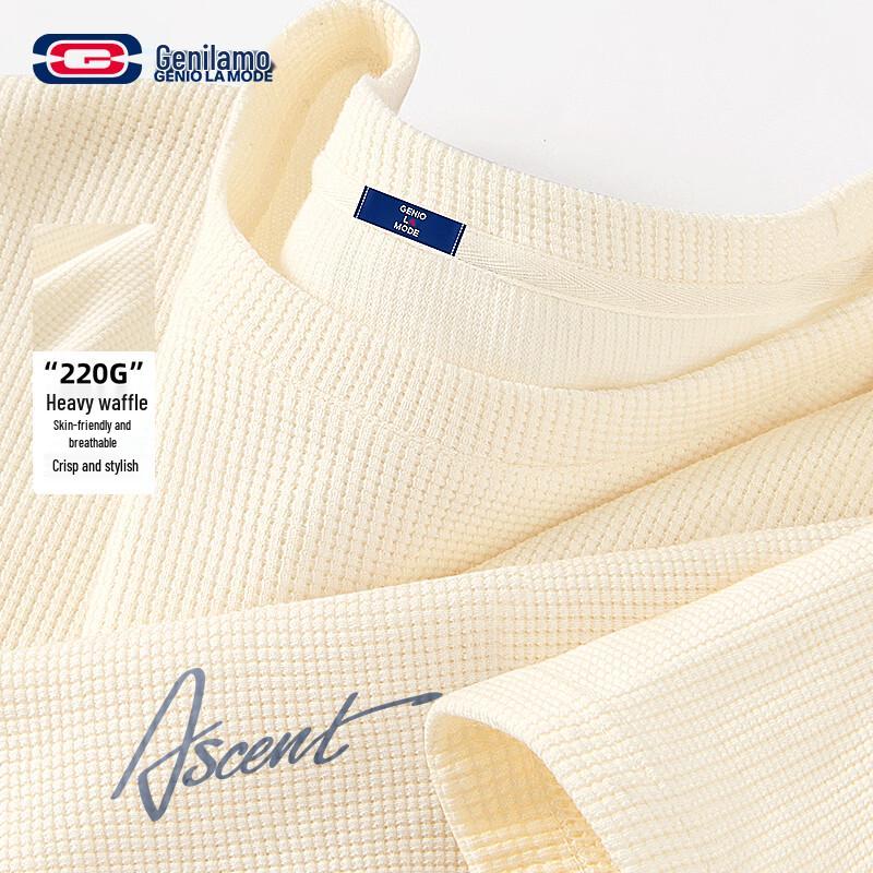 GENIOLAMODE Men s Waffle Knit Short Sleeve T-shirt M