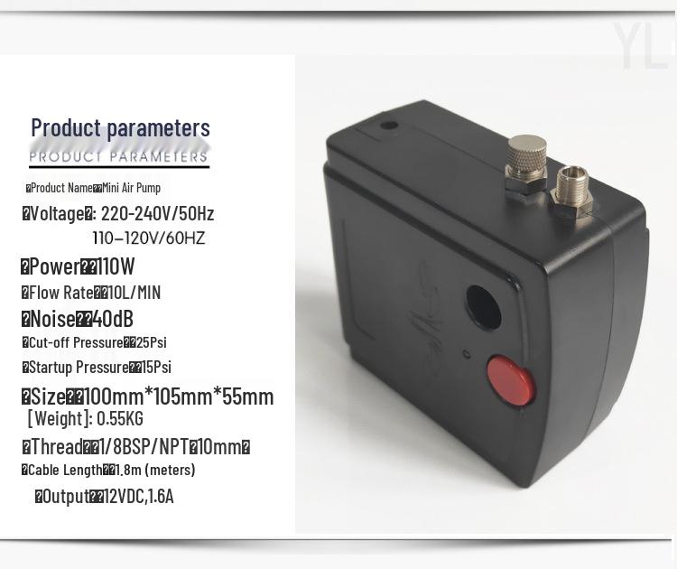 WZ100 Airbrush Compressor Set - Mini Plug-in Turtle Pump for Car, Furniture, and Model Touch-ups