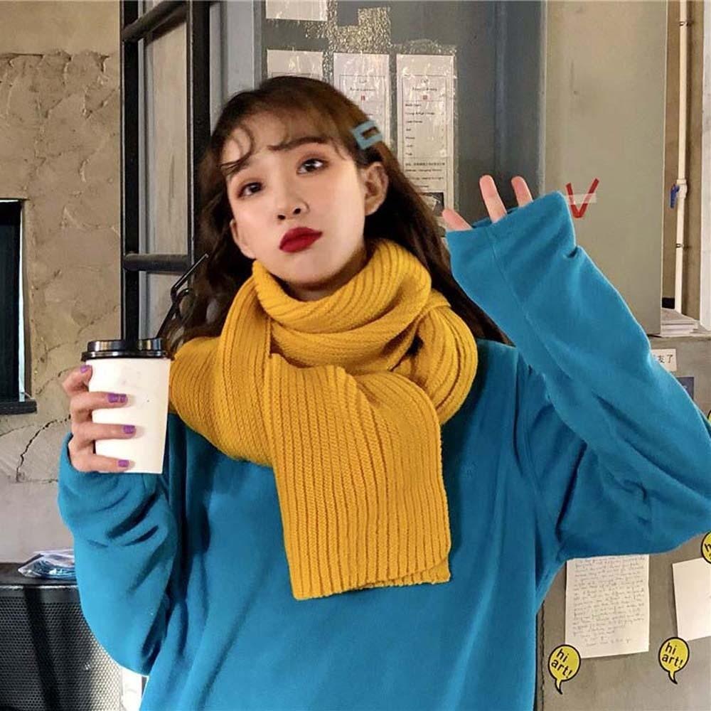 Spandex Long Thickened Neckscarf Polyester Winter Warmer Scarf Soft Knitting Wool Scarf  Winter