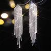 Fashion super flash rhinestone long fringed earrings