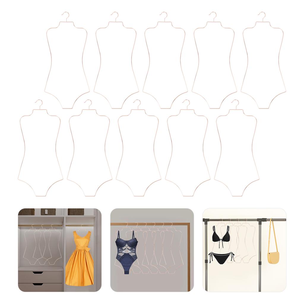 10PCS Iron Swimsuit Hangers,Black/Rose Gold Hourglass-shaped Swimsuit Display Hangers for Hanging Swimsuits