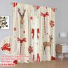 2pcs,2D Plane Printing Popular Curtains Christmas Bows Reindeer Candies Baubles (4) Polyester Woven (without Rod) Holiday