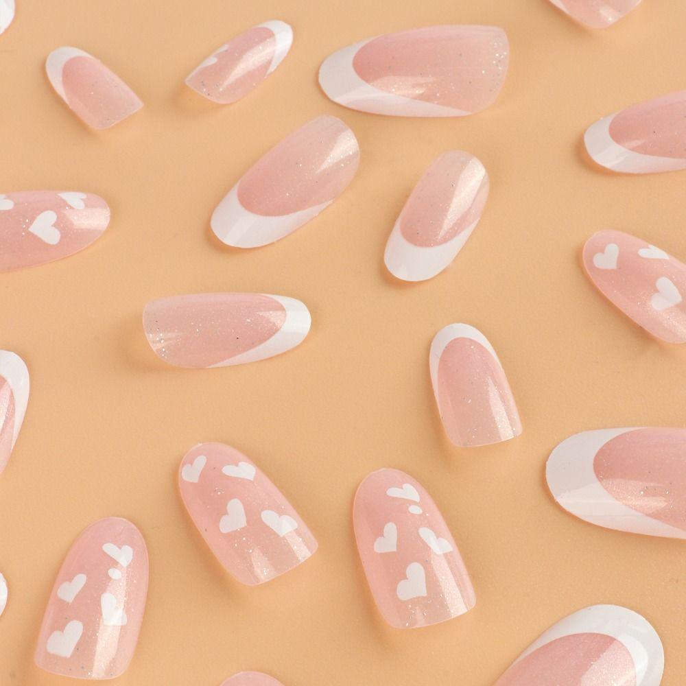 Detachable Press On Nails DIY Simple French False Nails Long Almond