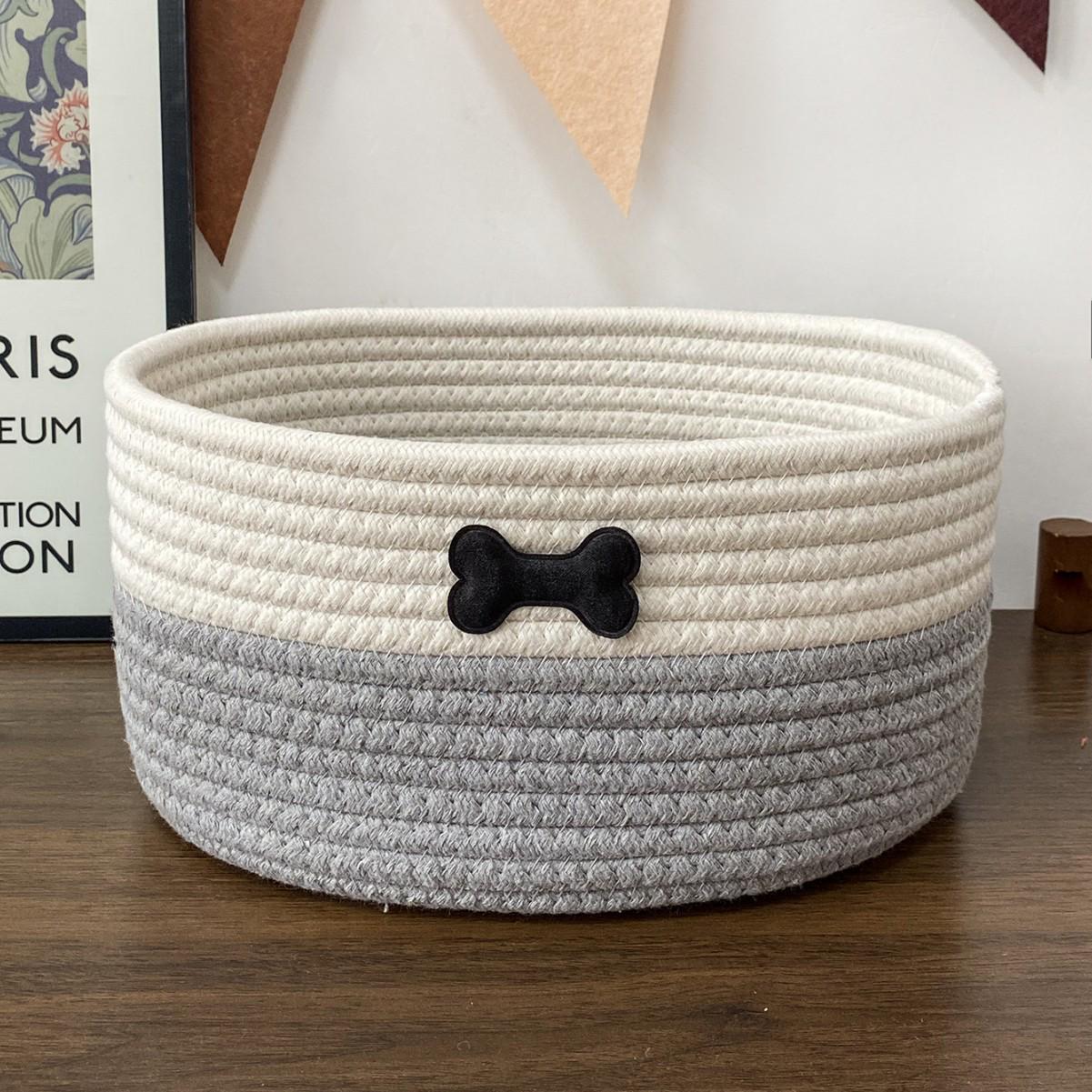 

Милая плетёная корзина из хлопкового шнура для хранения закусок и пульта 25*18*13 cm